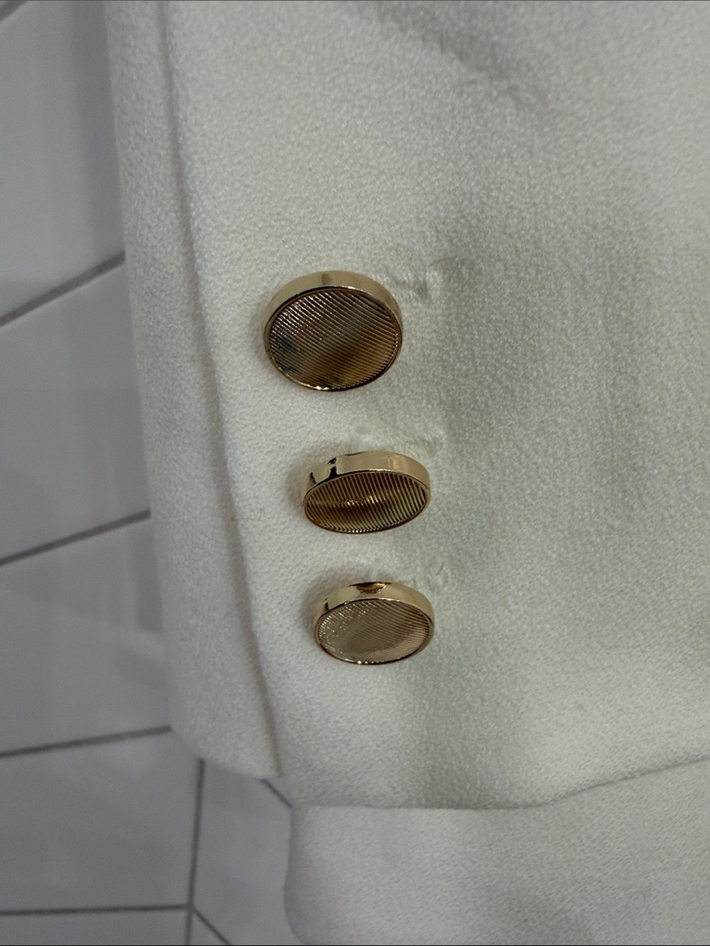 Rachel Zoe Cream Double-Breasted Blazer with Gold Buttons| S - Picture 3 of 11